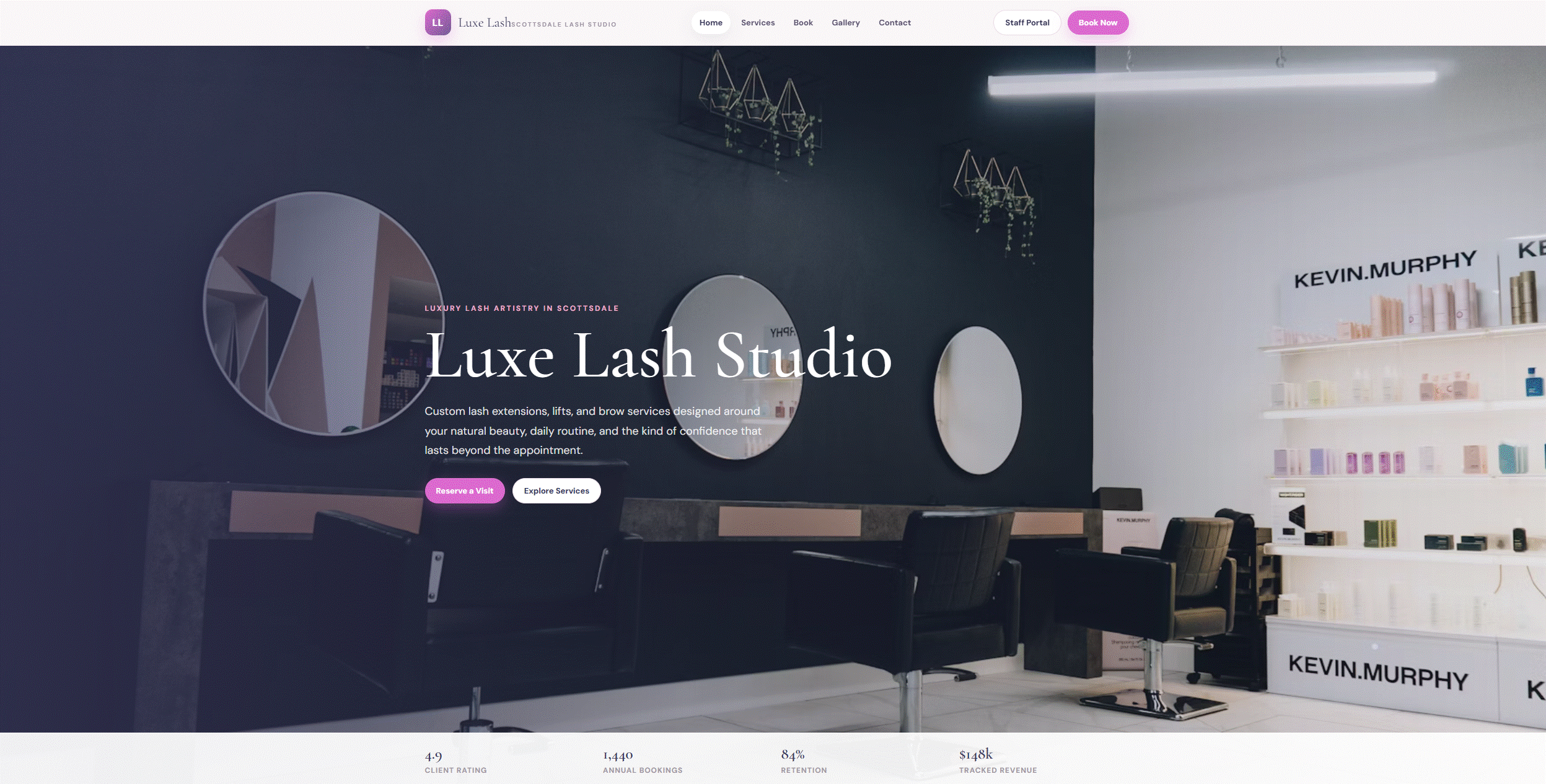 Salon website homepage preview